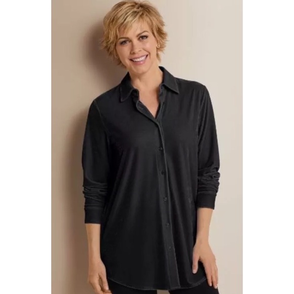 Soft surroundings velvet boyfriend shirt Clearance